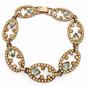 Givenchy Oval Link Bracelet Rose Gold Tone. Smoky gray & Champagne Rhinestones